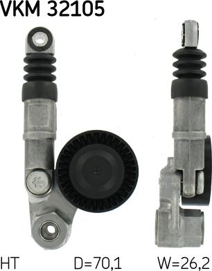 SKF VKM 32105 - Ролик, поликлиновый ремень autospares.lv