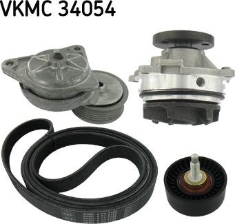 SKF VKMC 34054 - Водяной насос + комплект ручейковых ремней autospares.lv