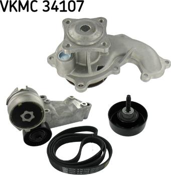 SKF VKMC 34107 - Водяной насос + комплект ручейковых ремней autospares.lv
