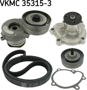 SKF VKMC 35315-3 - Водяной насос + комплект ручейковых ремней autospares.lv