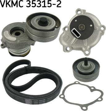 SKF VKMC 35315-2 - Водяной насос + комплект ручейковых ремней autospares.lv