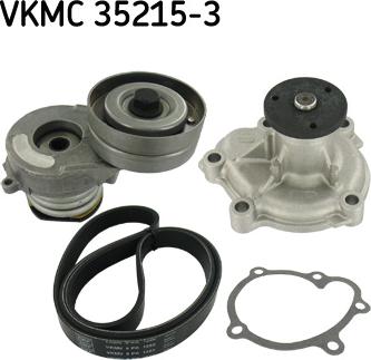 SKF VKMC 35215-3 - Водяной насос + комплект ручейковых ремней autospares.lv