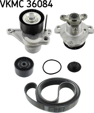 SKF VKMC 36084 - Водяной насос + комплект ручейковых ремней autospares.lv