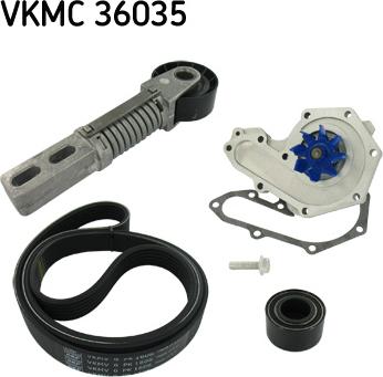SKF VKMC 36035 - Водяной насос + комплект ручейковых ремней autospares.lv