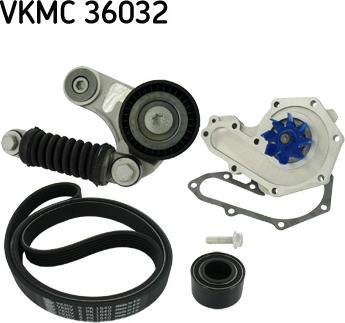 SKF VKMC 36032 - Водяной насос + комплект ручейковых ремней autospares.lv