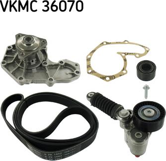 SKF VKMC 36070 - Водяной насос + комплект ручейковых ремней autospares.lv