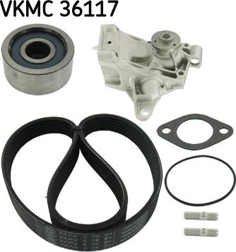SKF VKMC 36117 - Водяной насос + комплект ручейковых ремней autospares.lv