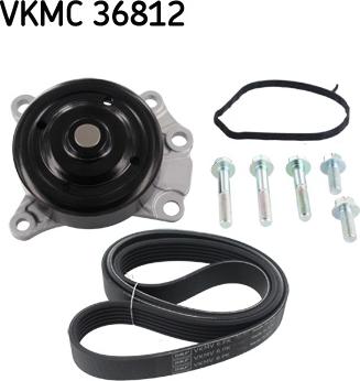 SKF VKMC 36812 - Водяной насос + комплект ручейковых ремней autospares.lv