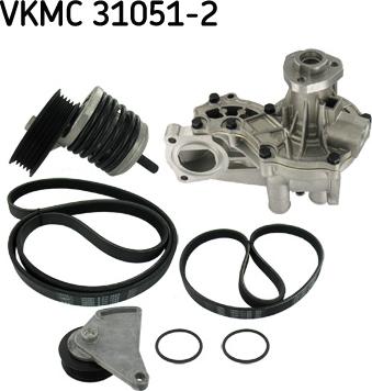 SKF VKMC 31051-2 - Водяной насос + комплект ручейковых ремней autospares.lv