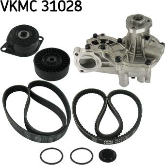 SKF VKMC 31028 - Водяной насос + комплект ручейковых ремней autospares.lv