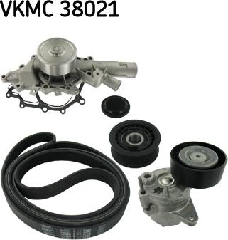 SKF VKMC 38021 - Водяной насос + комплект ручейковых ремней autospares.lv