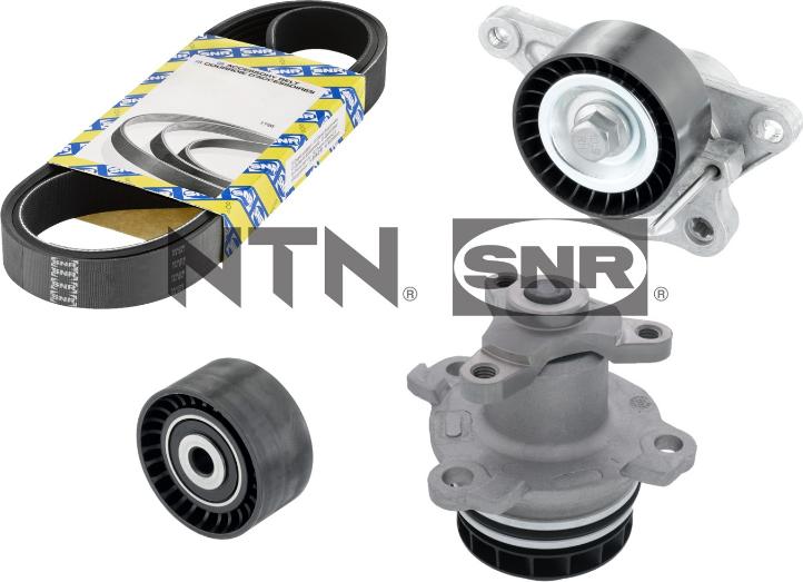 SNR KAP855.240 - Водяной насос + комплект ручейковых ремней autospares.lv