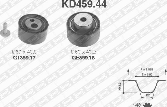 SNR KD459.44 - Комплект зубчатого ремня ГРМ autospares.lv