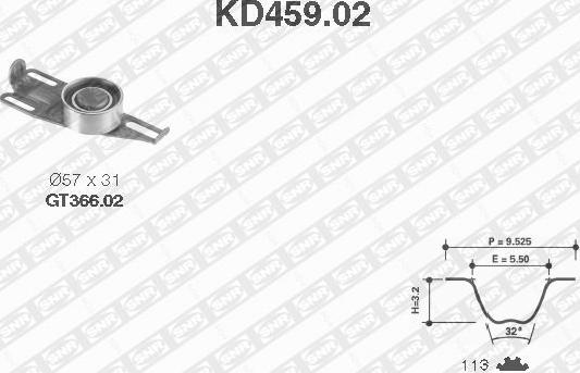 SNR KD459.02 - Комплект зубчатого ремня ГРМ autospares.lv