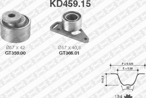 SNR KD459.15 - Комплект зубчатого ремня ГРМ autospares.lv