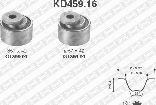 SNR KD459.16 - Комплект зубчатого ремня ГРМ autospares.lv