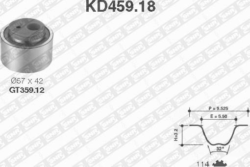 SNR KD459.18 - Комплект зубчатого ремня ГРМ autospares.lv