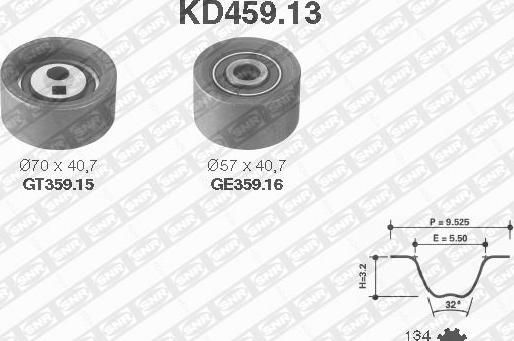 SNR KD459.13 - Комплект зубчатого ремня ГРМ autospares.lv