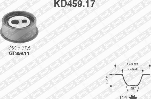 SNR KD459.17 - Комплект зубчатого ремня ГРМ autospares.lv