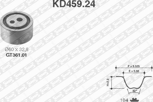 SNR KD459.24 - Комплект зубчатого ремня ГРМ autospares.lv
