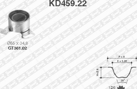 SNR KD459.22 - Комплект зубчатого ремня ГРМ autospares.lv