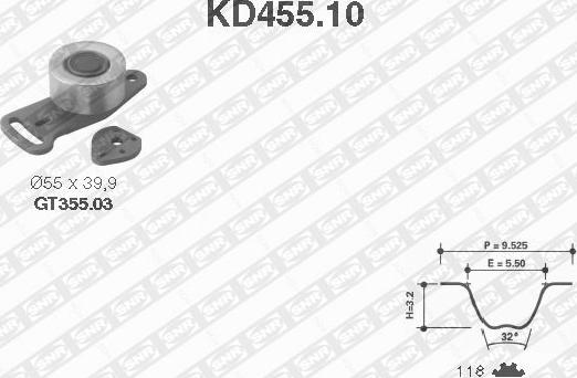 SNR KD455.10 - Комплект зубчатого ремня ГРМ autospares.lv