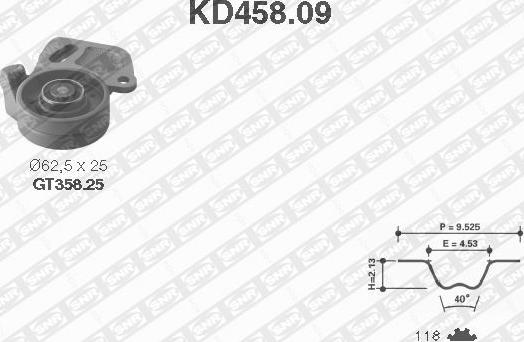 SNR KD458.09 - Комплект зубчатого ремня ГРМ autospares.lv