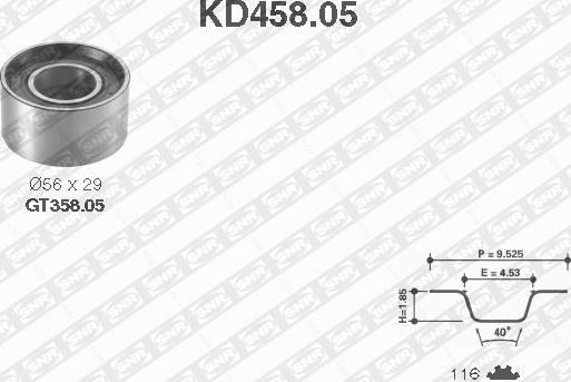 SNR KD458.05 - Комплект зубчатого ремня ГРМ autospares.lv