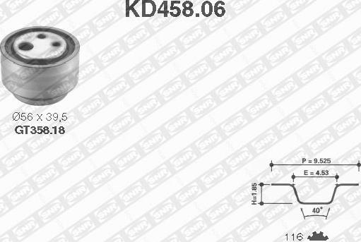 SNR KD458.06 - Комплект зубчатого ремня ГРМ autospares.lv