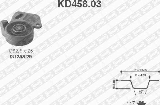 SNR KD458.03 - Комплект зубчатого ремня ГРМ autospares.lv