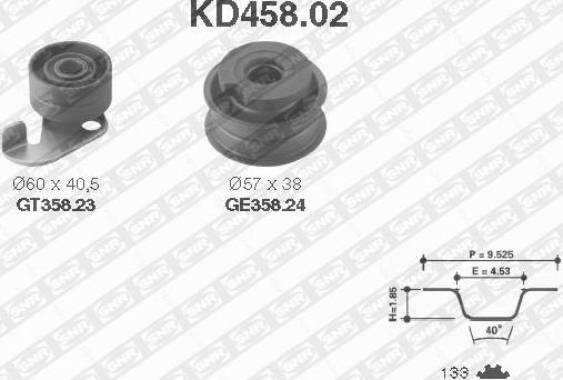 SNR KD458.02 - Комплект зубчатого ремня ГРМ autospares.lv