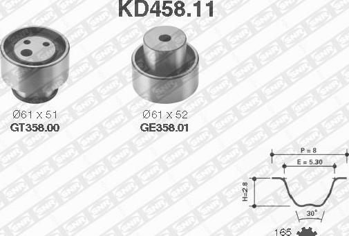 SNR KD458.11 - Комплект зубчатого ремня ГРМ autospares.lv