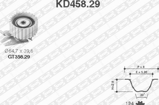 SNR KD458.29 - Комплект зубчатого ремня ГРМ autospares.lv