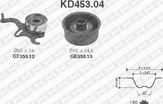 SNR KD453.04 - Комплект зубчатого ремня ГРМ autospares.lv