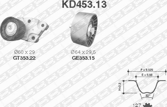 SNR KD453.13 - Комплект зубчатого ремня ГРМ autospares.lv