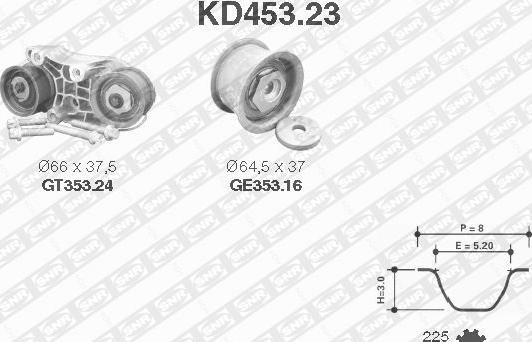 SNR KD453.23 - Комплект зубчатого ремня ГРМ autospares.lv