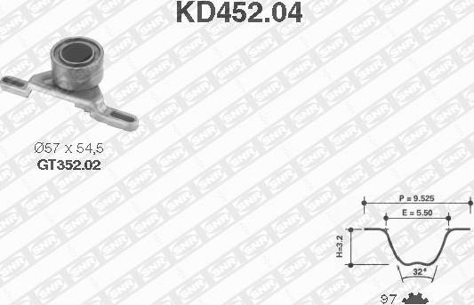 SNR KD452.04 - Комплект зубчатого ремня ГРМ autospares.lv