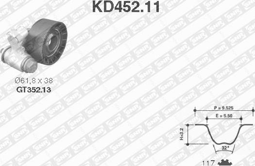 SNR KD452.11 - Комплект зубчатого ремня ГРМ autospares.lv