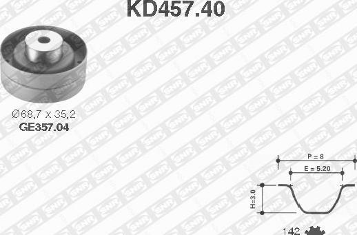 SNR KD457.40 - Комплект зубчатого ремня ГРМ autospares.lv