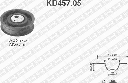 SNR KD457.05 - Комплект зубчатого ремня ГРМ autospares.lv