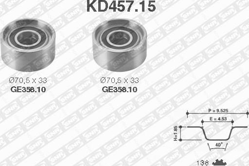 SNR KD457.15 - Комплект зубчатого ремня ГРМ autospares.lv