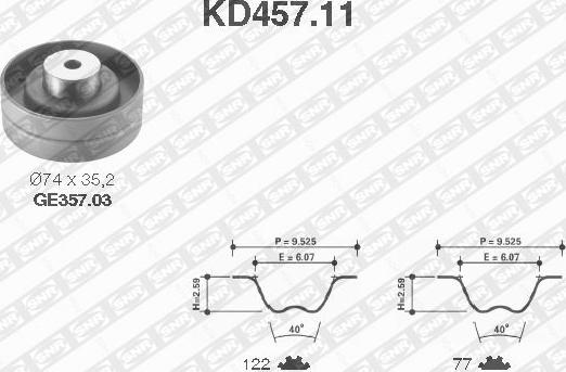 SNR KD457.11 - Комплект зубчатого ремня ГРМ autospares.lv