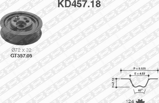 SNR KD457.18 - Комплект зубчатого ремня ГРМ autospares.lv