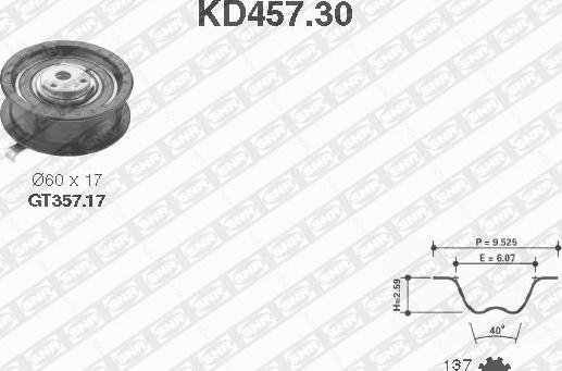 SNR KD457.30 - Комплект зубчатого ремня ГРМ autospares.lv