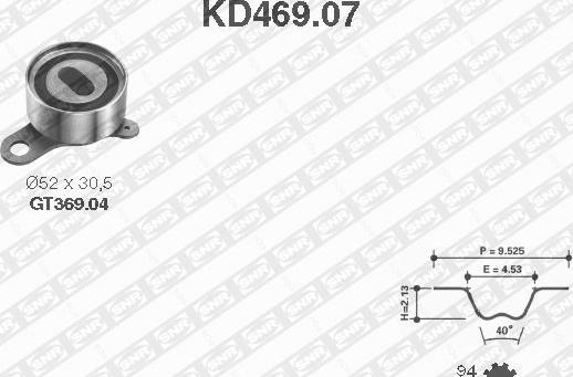 SNR KD469.07 - Комплект зубчатого ремня ГРМ autospares.lv