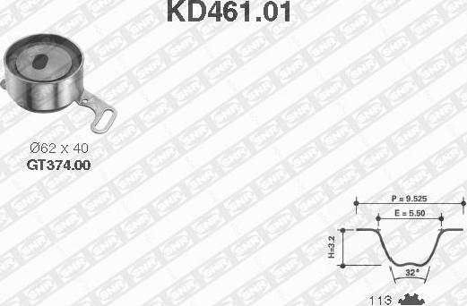 SNR KD461.01 - Комплект зубчатого ремня ГРМ autospares.lv