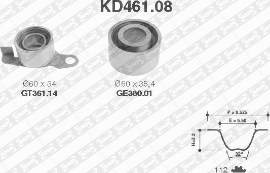 SNR KD461.08 - Комплект зубчатого ремня ГРМ autospares.lv