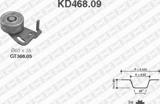 SNR KD468.09 - Комплект зубчатого ремня ГРМ autospares.lv