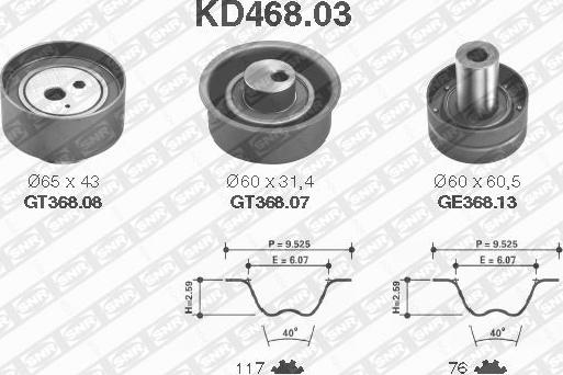 SNR KD468.03 - Комплект зубчатого ремня ГРМ autospares.lv