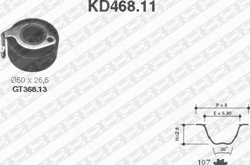 SNR KD468.11 - Комплект зубчатого ремня ГРМ autospares.lv